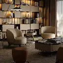TAZA Italian style full leather sofa chair large flat whole house matching living room series petal light luxury leisure chair