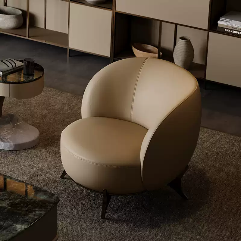 TAZA Italian style full leather sofa chair large flat whole house matching living room series petal light luxury leisure chair