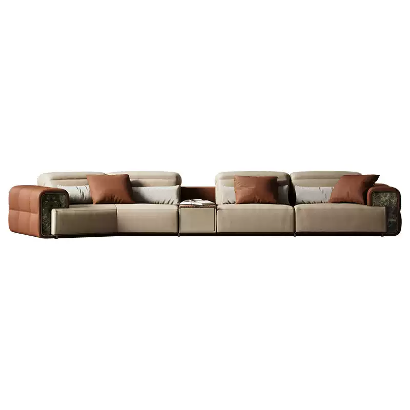 TAZA Italian luxury stone leather sofa villa whole house matching living room series modern minimalist functional sofa