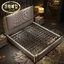 Italian light luxury leather bed master bedroom modern simple double bed 1.8 meters solid wood high-end villa leather art wedding bed
