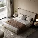 TAZA Italian light luxury chieftain bed villa large apartment master bedroom high-end furniture designer new modern leather bed