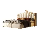  Good and good 2024 new leather bed light luxury master bedroom high-end atmosphere modern villa double bed crown bed