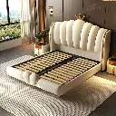  Good and good 2024 new leather bed light luxury master bedroom high-end atmosphere modern villa double bed crown bed