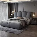 2024 new high-end atmospheric leather bed modern simple master bedroom double bed home Italian light luxury soft wedding bed