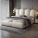 2024 new high-end atmospheric leather bed modern simple master bedroom double bed home Italian light luxury soft wedding bed