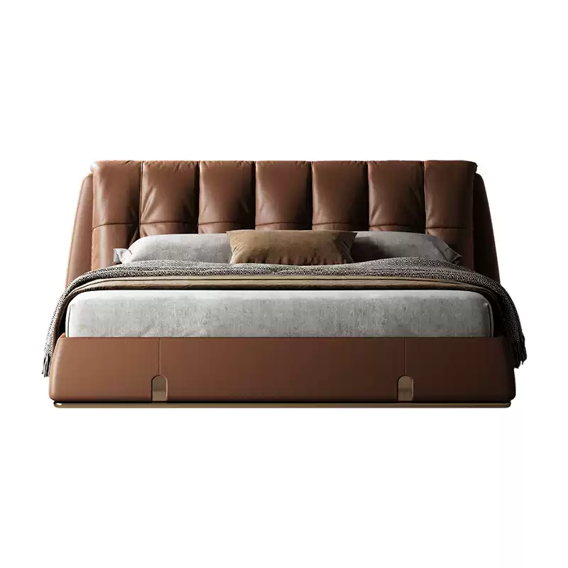 TAZA Italian light luxury full leather bed villa whole house matching bedroom series designer new soft back bed 