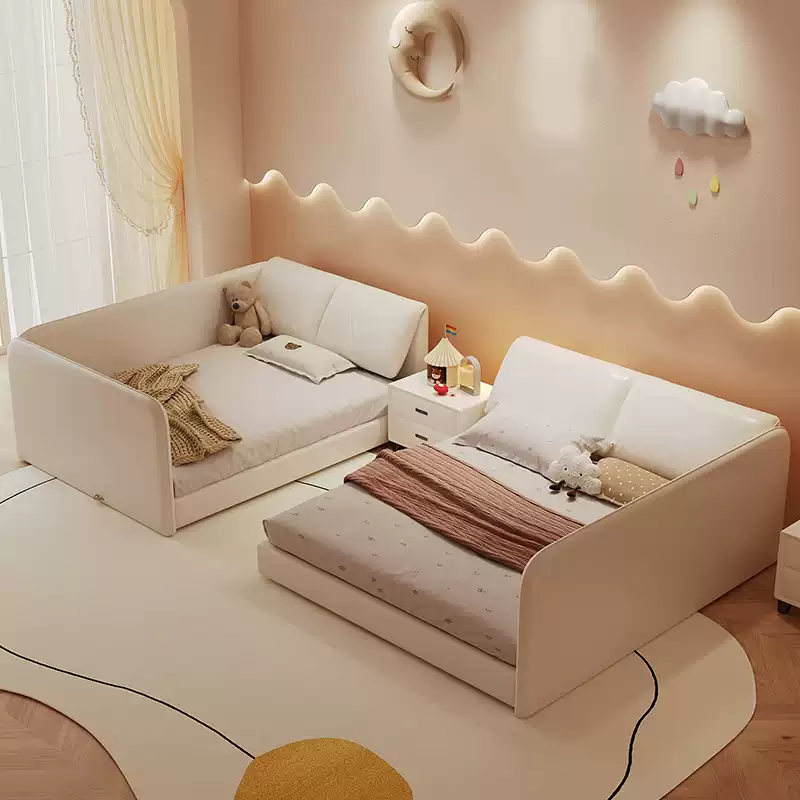 Shenzhen Dian double parent-child bed 2m*2m2 top layer cowhide stitching bed second and third child family tatami mother and child bed