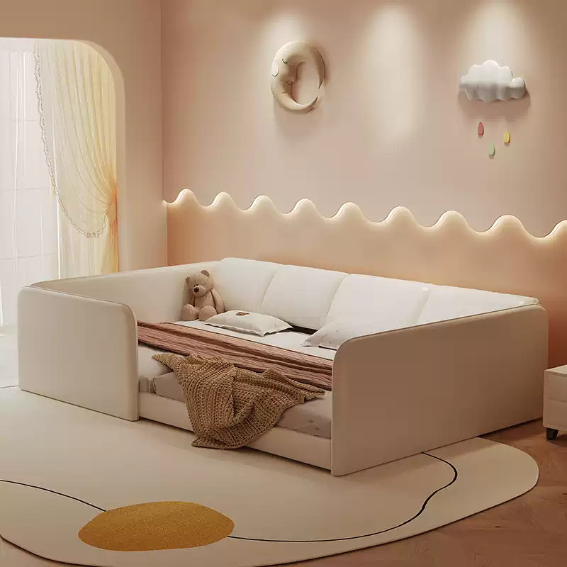 Shenzhen Dian double parent-child bed 2m*2m2 top layer cowhide stitching bed second and third child family tatami mother and child bed