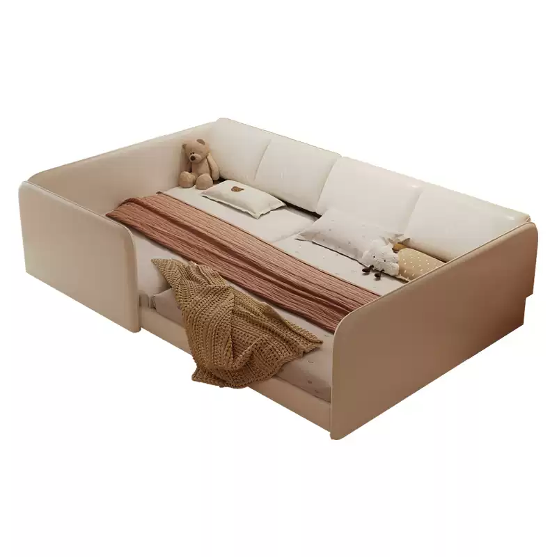 Shenzhen Dian double parent-child bed 2m*2m2 top layer cowhide stitching bed second and third child family tatami mother and child bed