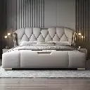 High-end atmospheric leather bed 1.8 meters modern simple master bedroom double bed 2 Italian light luxury home storage wedding bed