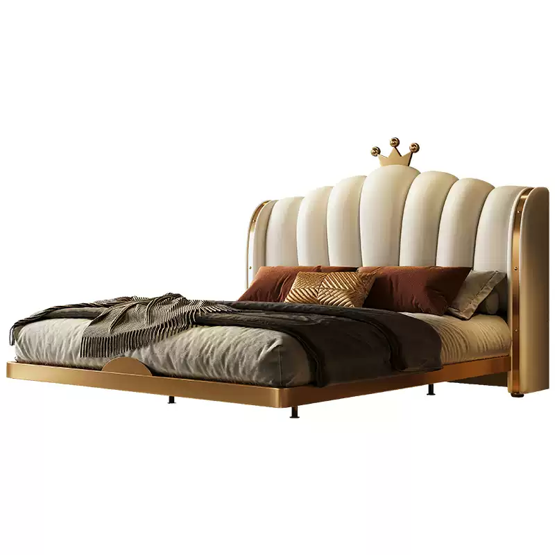 New suspended bed high-end light luxury leather bed modern simple 2024 new suspended bed master bedroom leather bed high-end