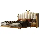 New suspended bed high-end light luxury leather bed modern simple 2024 new suspended bed master bedroom leather bed high-end