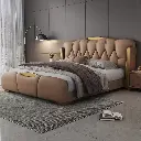  Leather bed modern simple light luxury master bedroom double bed 2 meters leather art bed 1.8m high-end atmosphere soft package weddi