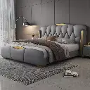  Leather bed modern simple light luxury master bedroom double bed 2 meters leather art bed 1.8m high-end atmosphere soft package weddi