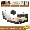  Italian minimalist leather bed master bedroom large bed high-end atmosphere simple modern black thin headboard double soft pack weddin