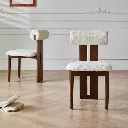 Da Sima dining table chair home French medieval living room solid wood backrest small apartment dining chair designer lamb chair