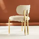 High-end light luxury Italian champagne gold stainless steel microfiber leather dining chair modern simple backrest Nordic style leisure chair