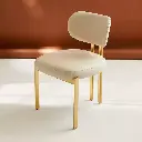High-end light luxury Italian champagne gold stainless steel microfiber leather dining chair modern simple backrest Nordic style leisure chair