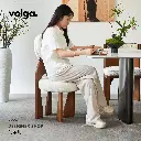 Volga | Medieval style ash wood lambskin dining chair high-end home makeup chair retro white solid wood chair