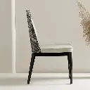 Italian light luxury high-gloss paint technology wood grain microfiber leather high-end luxury villa dining chair luxury stone dining table chair