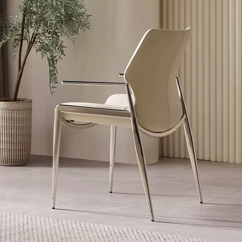 2024 Italian minimalist light luxury stainless steel primary color lion face stainless steel armrest lion head lion lion king chair dining chair