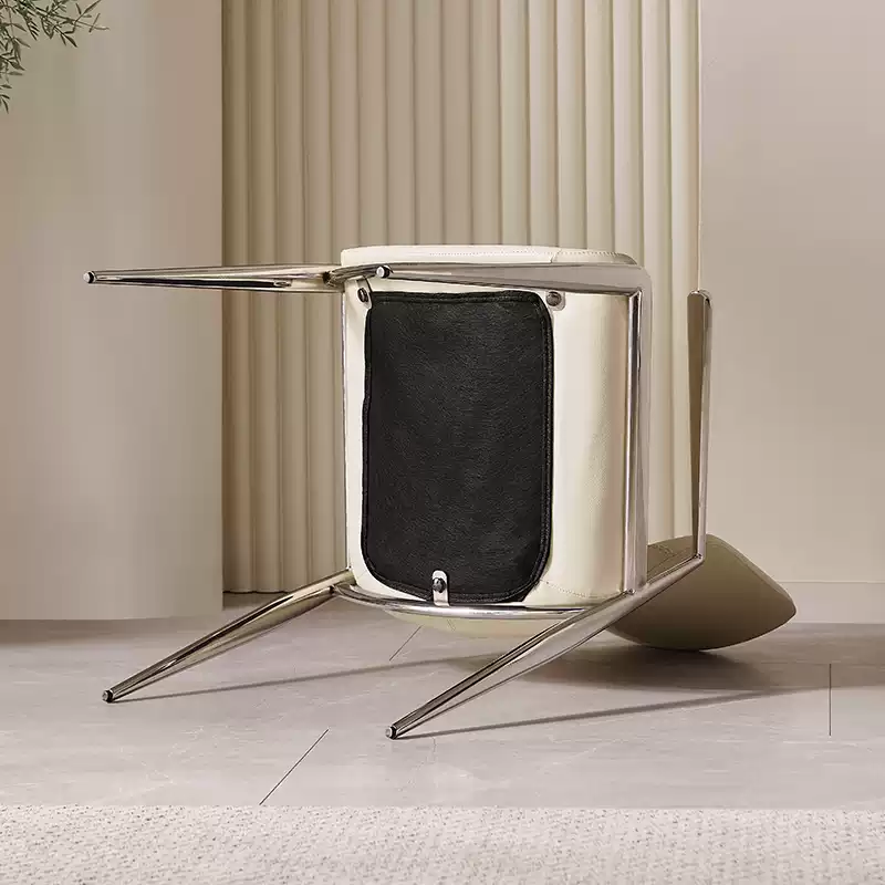 2024 Italian minimalist light luxury stainless steel primary color lion face stainless steel armrest lion head lion lion king chair dining chair