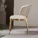 Painted corrugated dining chair Italian brand stainless steel corrugated dining chair large flat villa backrest luxury stone dining table chair