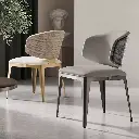 Painted corrugated dining chair Italian brand stainless steel corrugated dining chair large flat villa backrest luxury stone dining table chair