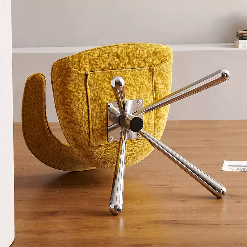 Yellow fabric 360 degree rotating armrest dining chair silver chair legs makeup chair design home chair leisure chair