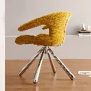 Yellow fabric 360 degree rotating armrest dining chair silver chair legs makeup chair design home chair leisure chair