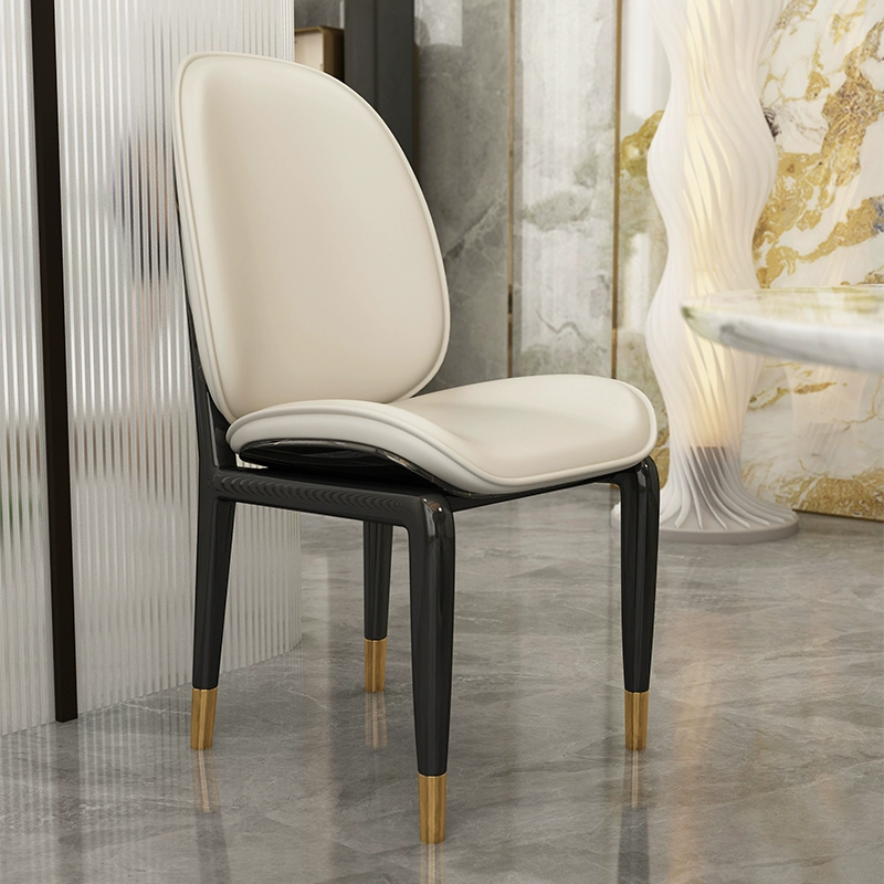 High-end Italian light luxury microfiber leather custom high-end model house villa luxury house paint back gold dining chair