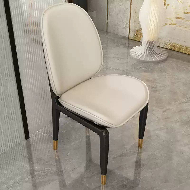 High-end Italian light luxury microfiber leather custom high-end model house villa luxury house paint back gold dining chair