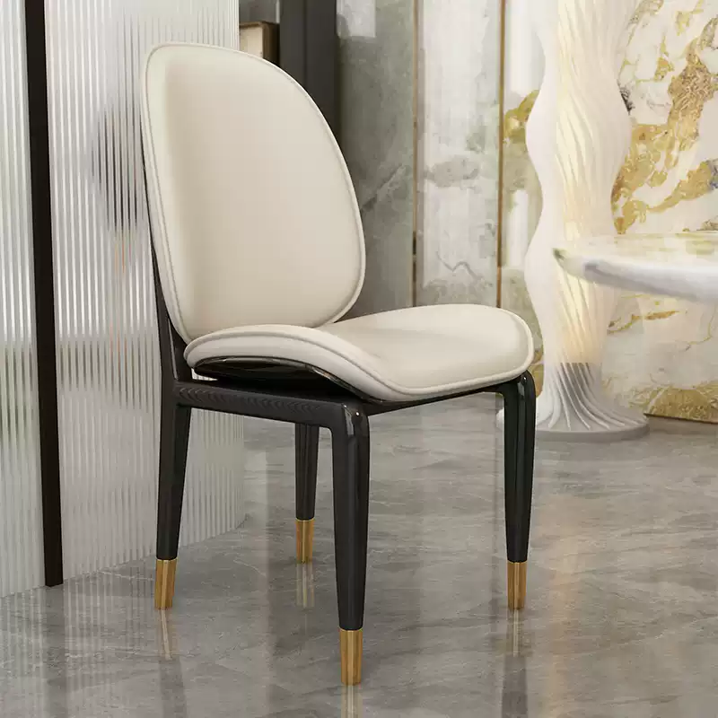 High-end Italian light luxury microfiber leather custom high-end model house villa luxury house paint back gold dining chair