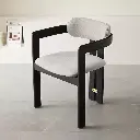 Italian cotton and linen smoked paint dining chair armrests high-end designer tea table chair leisure chair solid wood soft chair