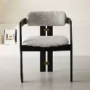 Italian cotton and linen smoked paint dining chair armrests high-end designer tea table chair leisure chair solid wood soft chair