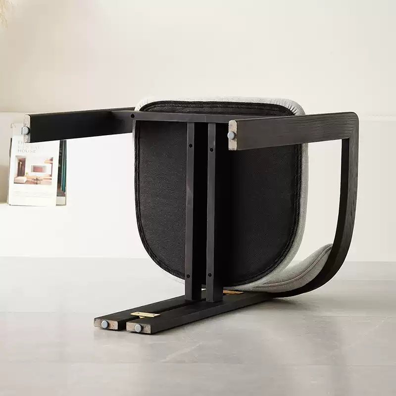 Italian cotton and linen smoked paint dining chair armrests high-end designer tea table chair leisure chair solid wood soft chair