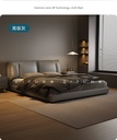 Dipu Italian minimalist leather bed modern simple soft double bed master bedroom Nordic light luxury top layer cowhide bed