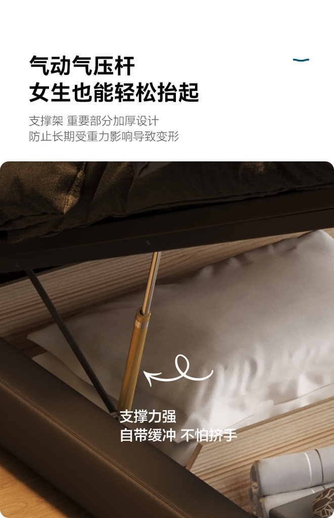 Dipu Italian minimalist leather bed modern simple soft double bed master bedroom Nordic light luxury top layer cowhide bed