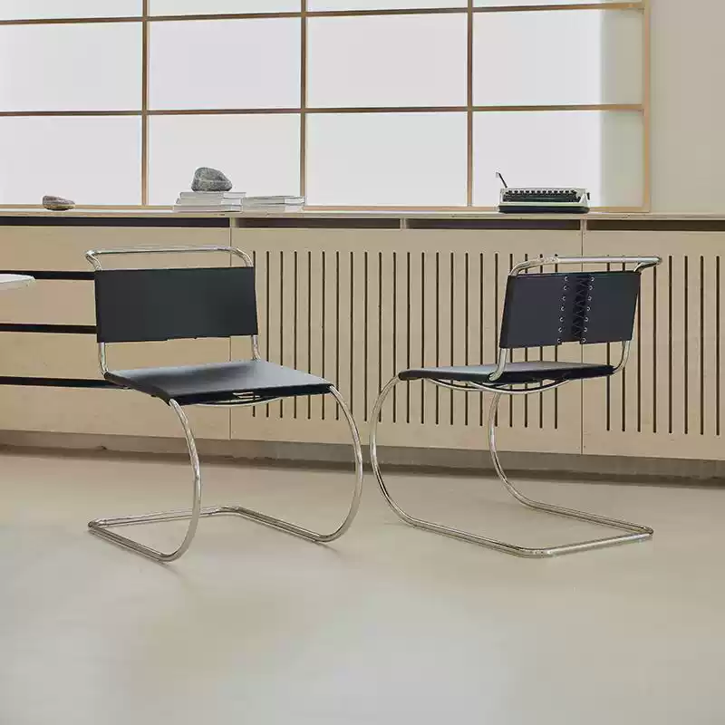 Designer MR Chair Mr. Chair Bauhaus stainless steel living room home modern simple saddle leather dining chair