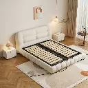  Oulang master bedroom cream style fabric bed double bed modern simple suede bed technology velvet 1.8m wedding bed