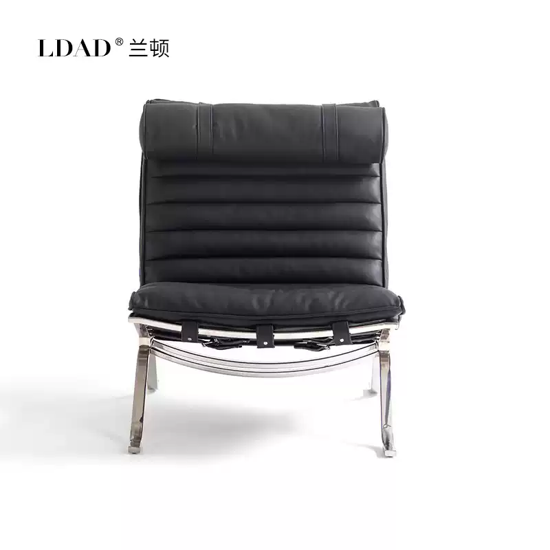 LDAD Bauhaus vintage Ari Chair leather lounge chair Italian designer stainless steel single sofa