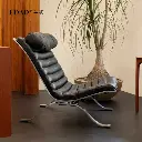 LDAD Bauhaus vintage Ari Chair leather lounge chair Italian designer stainless steel single sofa