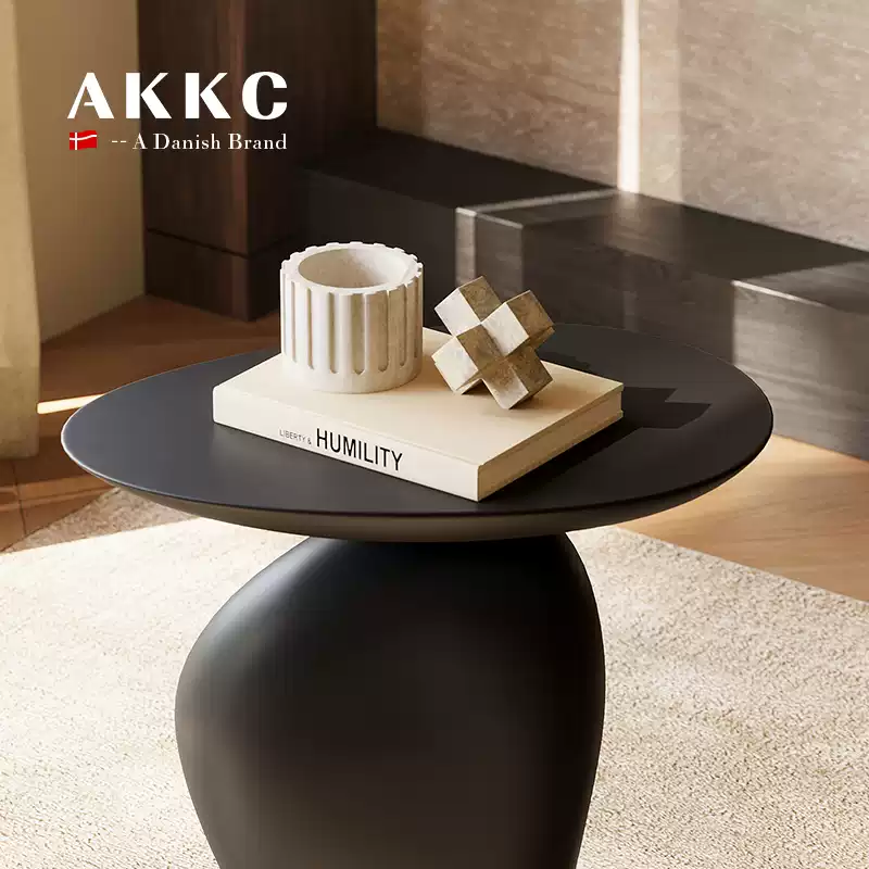 AKKC Wabi-sabi style black pebble side table retro style net red creative sofa side guest bedroom home corner table