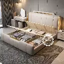 2024 new Italian light luxury leather bed 1.8m simple modern master bedroom high-end atmosphere double bed soft package wedding bed