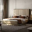 TAZA Italian leather bed master bedroom light luxury dressing table bedside table integrated bed modern villa high-end authentic furniture