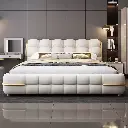 Italian light luxury leather bed modern simple 1.8 meters small apartment master bedroom bed 2.2 meters storage double wedding bed