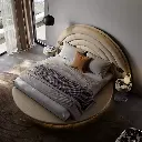TAZA Italian style full leather suspended bed villa bedroom matching furniture 2023 new modern light luxury bed