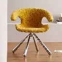 Yellow fabric 360 degree rotating armrest dining chair silver chair legs makeup chair design home chair leisure chair