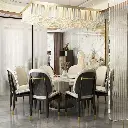 High-end Italian light luxury microfiber leather custom high-end model house villa luxury house paint back gold dining chair