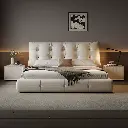 Oulang Italian minimalist master bedroom cream style double bed modern simple storage 1.8